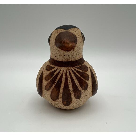 Tonala Mexican Pottery Hand Painted Bird Figurine 3” Folk Art Signed - Picture 2 of 10